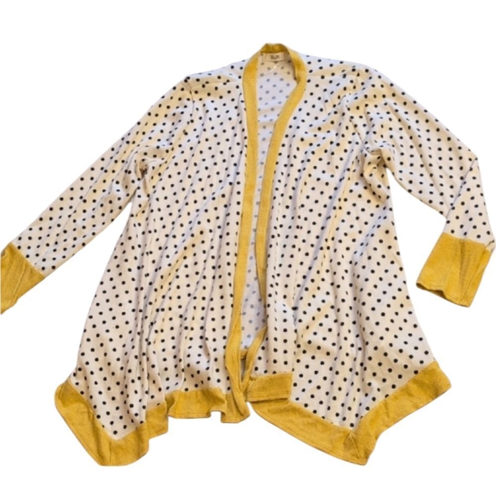 NEW Jade By Jane Polka Dot Cardigan With Pockets White Black Yellow Size XL